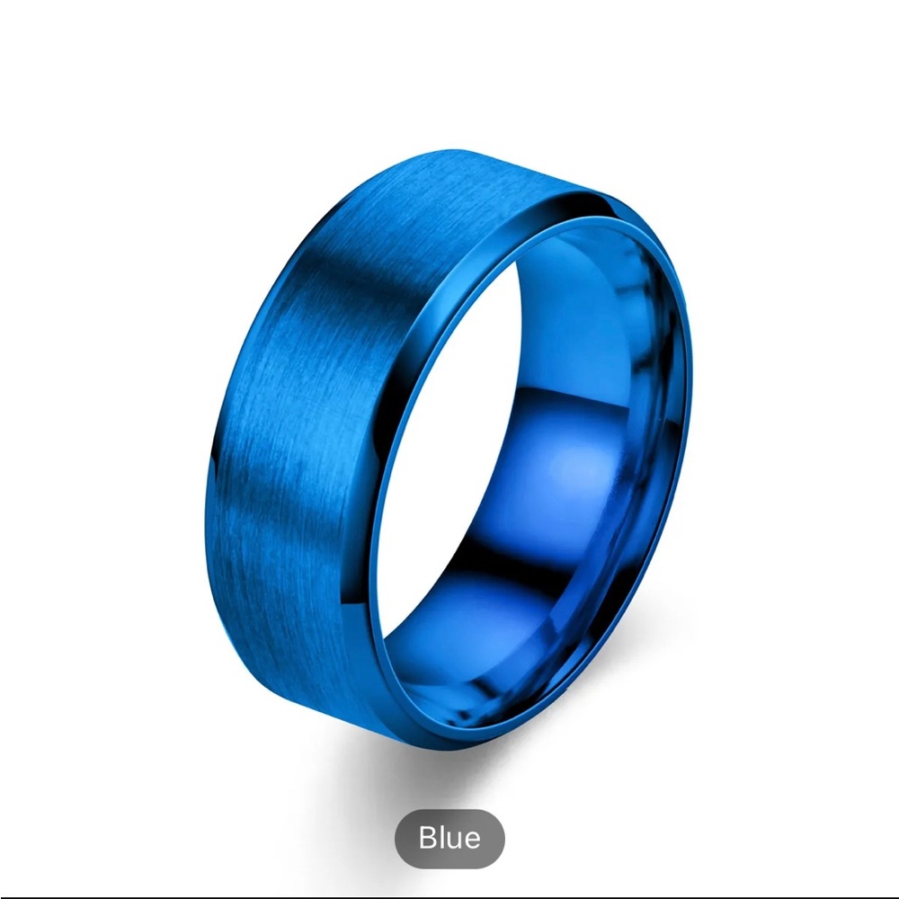 Blue Stainless Steel Men’s Ring